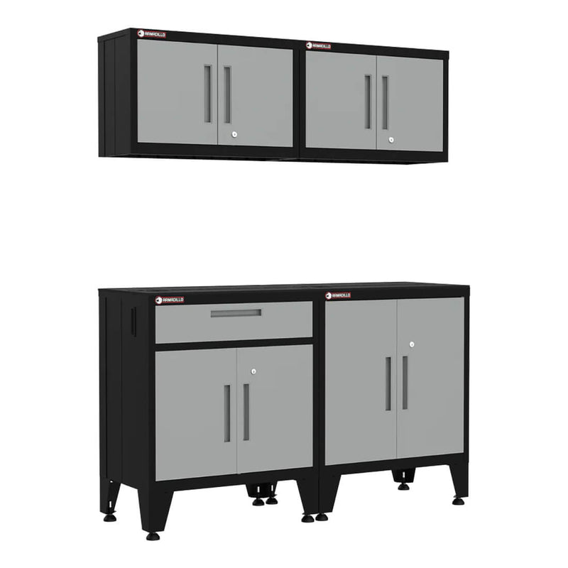 Armadillo Tough Grey 4-Piece Garage Cabinet Storage System with Levelers