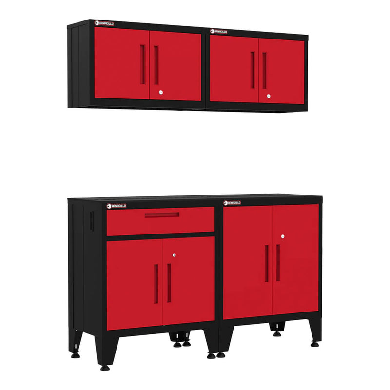 Armadillo Tough Red 4-Piece Garage Cabinet Storage System with Levelers