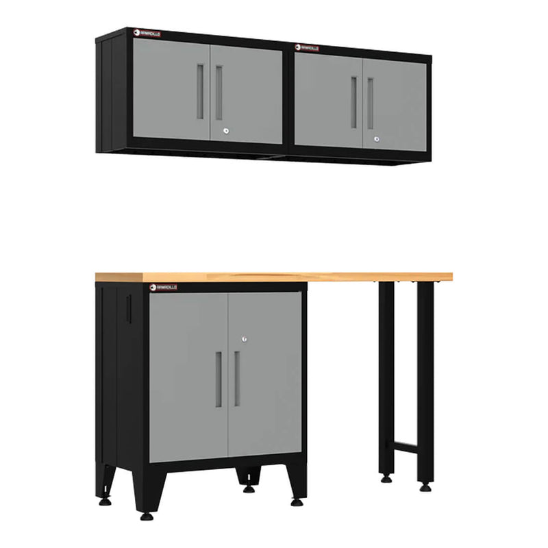 Armadillo Tough Grey 4-Piece Garage Cabinet Set with Leveling Feet
