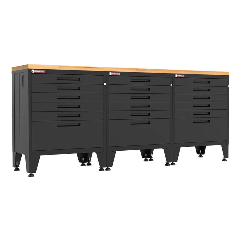 Armadillo Tough Black 4-Piece Garage Cabinet Setup with Leveling Feet