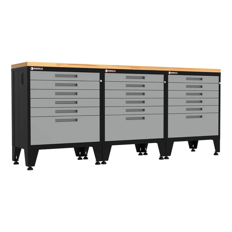 Armadillo Tough Grey 4-Piece Garage Cabinet Setup with Leveling Feet