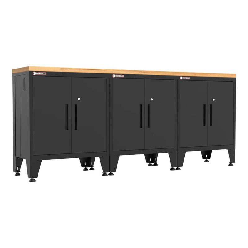 Armadillo Tough Black 4-Piece Garage Cabinet Kit with Leveling Feet