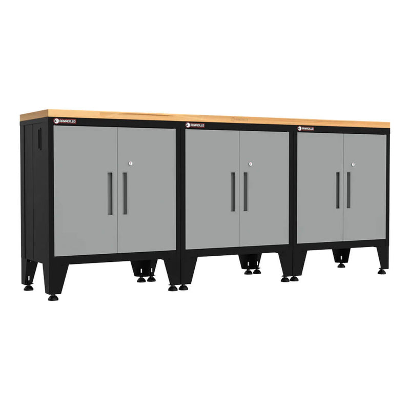 Armadillo Tough Grey 4-Piece Garage Cabinet Kit with Leveling Feet