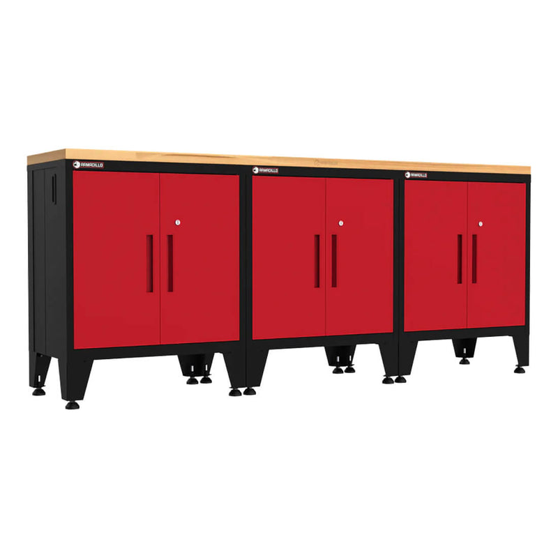 Armadillo Tough Red 4-Piece Garage Cabinet Kit with Leveling Feet