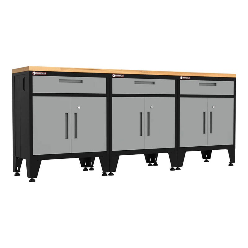 Armadillo Tough Grey 4-Piece Garage Cabinet Combo with Leveling Feet