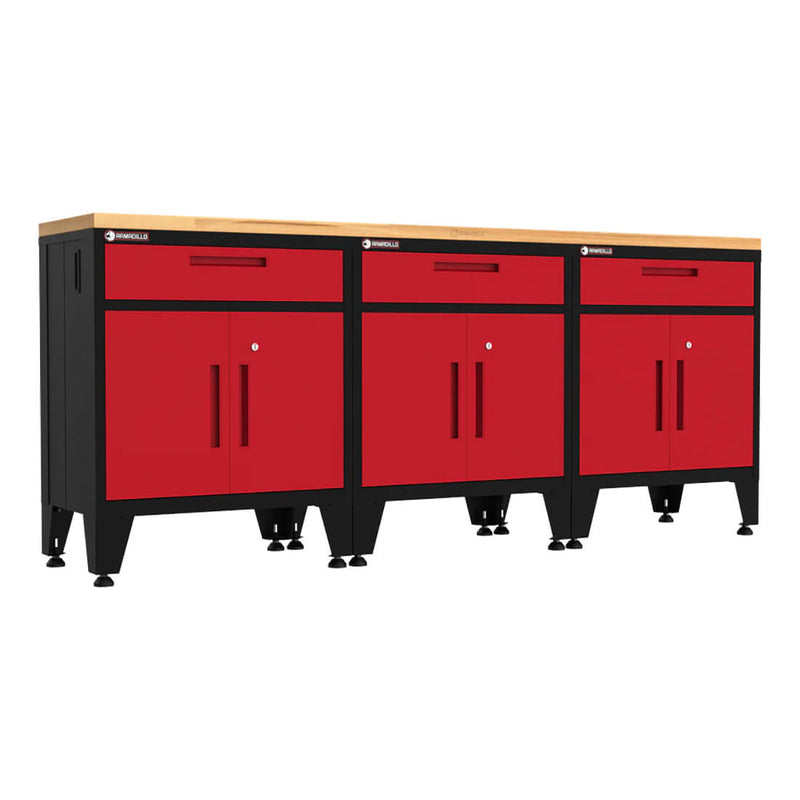 Armadillo Tough Red 4-Piece Garage Cabinet Combo with Leveling Feet