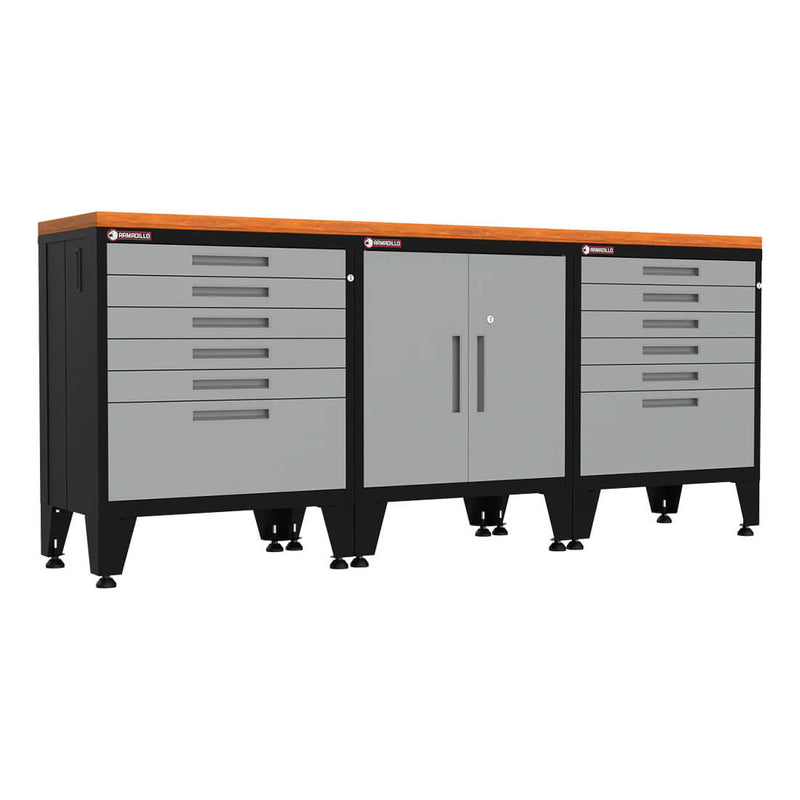 Armadillo Tough Grey 4-Piece Garage Cabinet Set with Levelers
