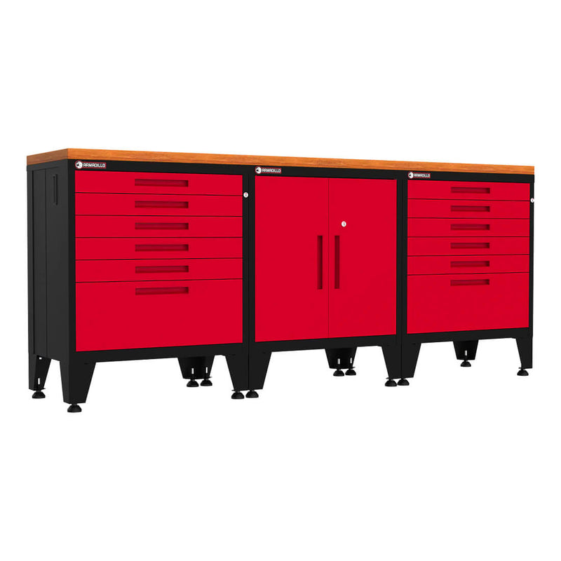 Armadillo Tough Red 4-Piece Garage Cabinet Set with Levelers