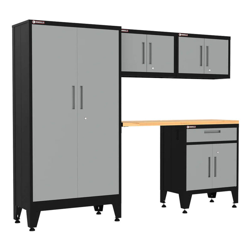 Armadillo Tough Grey 5-Piece Garage Cabinet Configuration with Levelers