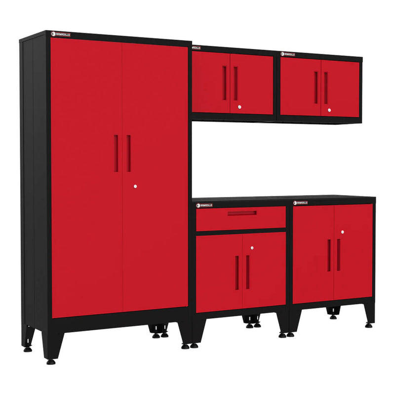 Armadillo Tough Red 5-Piece Garage Cabinet Combo with Levelers