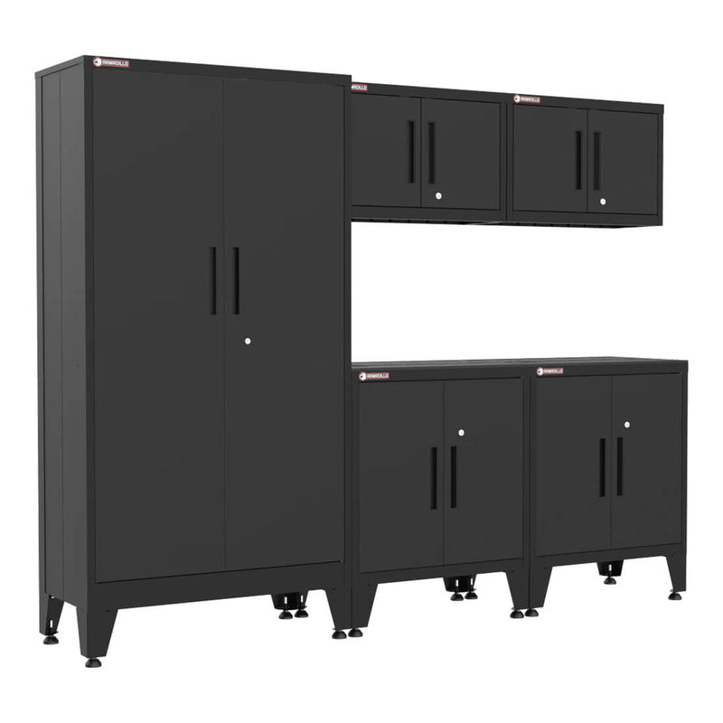 Armadillo Tough Black 5-Piece Garage Cabinet Storage System with Levelers