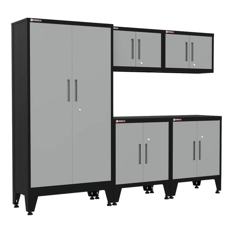 Armadillo Tough Grey 5-Piece Garage Cabinet Storage System with Levelers