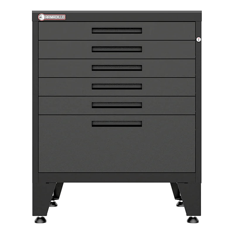 Armadillo Tough Black 6-Drawer Tool Cabinet with Rubber Work Mat