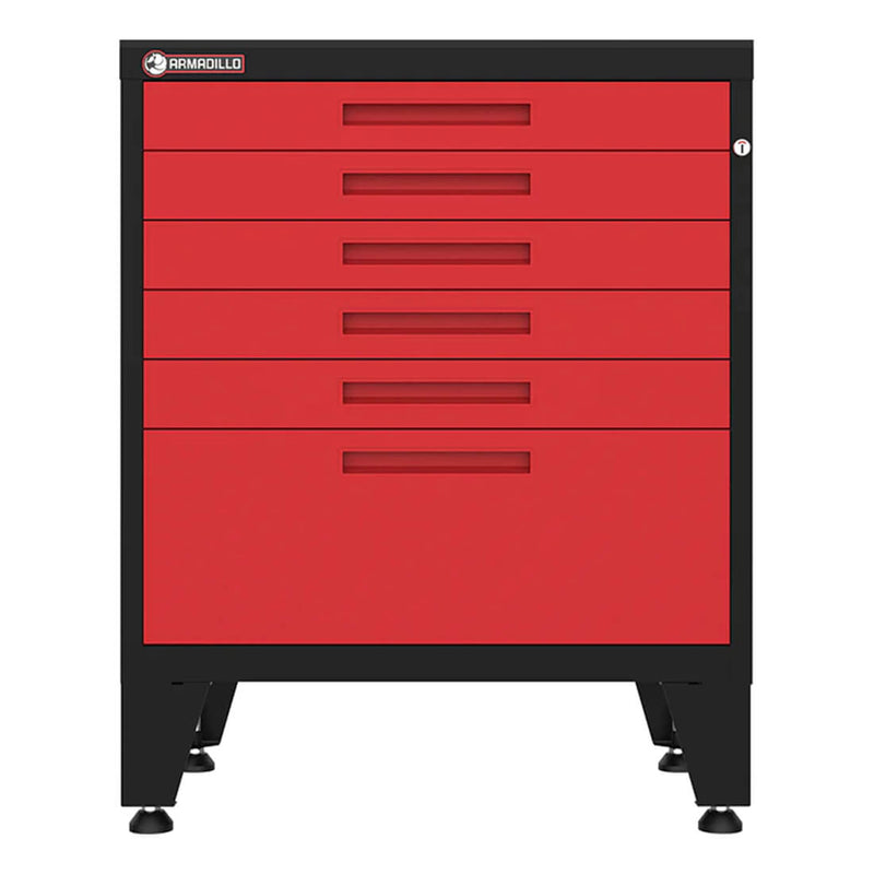 Armadillo Tough Red 6-Drawer Tool Cabinet with Rubber Work Mat