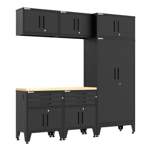 Armadillo Tough Black 7-Piece Garage Cabinet Set with Levelers-AR6PC113B
