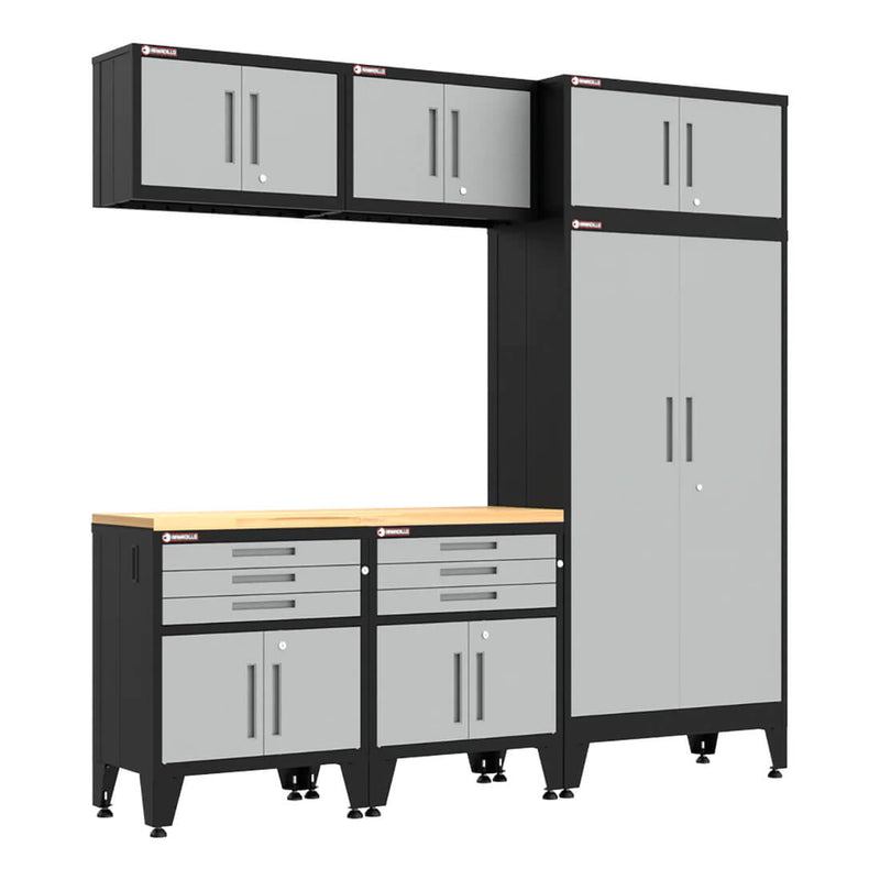 Armadillo Tough Grey 7-Piece Garage Cabinet Set with Levelers-AR6PC113G