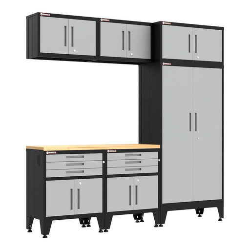 Armadillo Tough Grey 7-Piece Garage Cabinet Set with Levelers-AR6PC113G