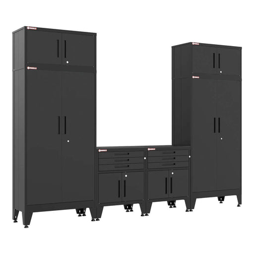 Armadillo Tough Black 6-Piece Garage Cabinet System with Levelers-AR6PC115B