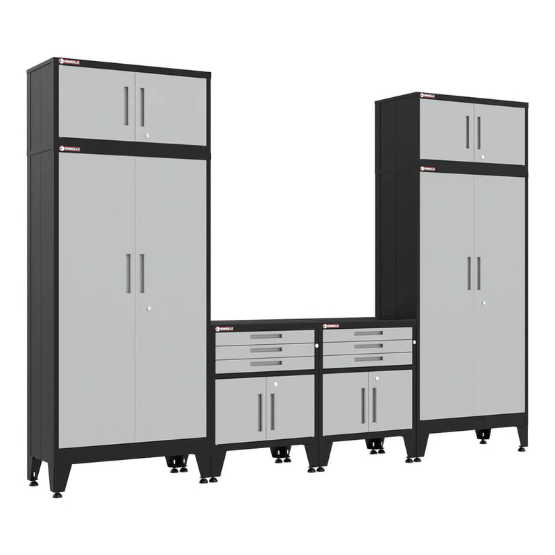 Armadillo Tough Grey 6-Piece Garage Cabinet System with Levelers-AR6PC115G