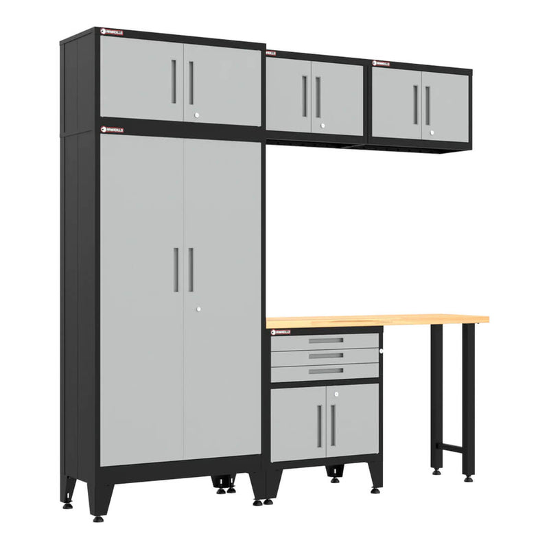 Armadillo Tough Grey 6-Piece Garage Cabinet Set with Levelers-AR6PC116G