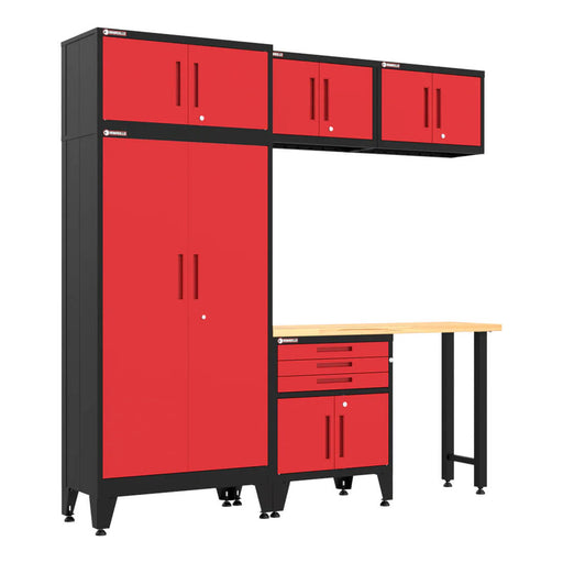 Armadillo Tough Red 6-Piece Garage Cabinet Set with Levelers-AR6PC116R