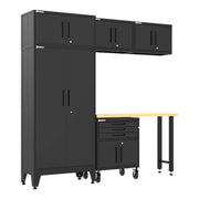 Armadillo Tough Black 6-Piece Garage Cabinet Set with Levelers and Casters-AR6PC128B