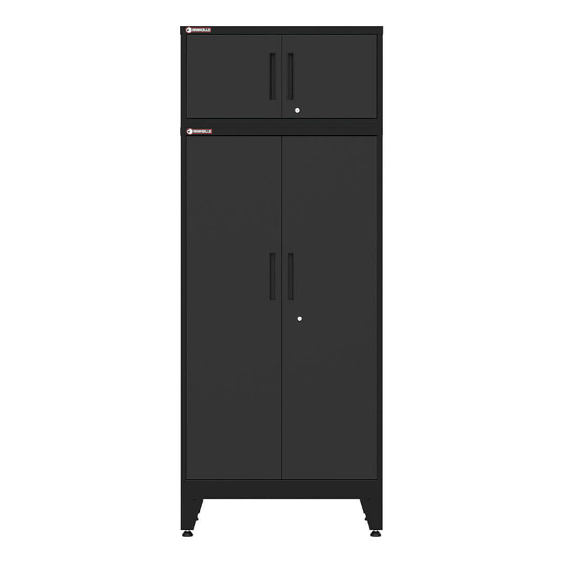 Armadillo Tough Black 6-Piece Garage Cabinet Set with Levelers and Casters-AR6PC128B