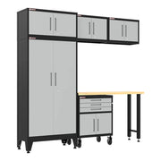 Armadillo Tough Grey 6-Piece Garage Cabinet Set with Levelers and Casters-AR6PC128G
