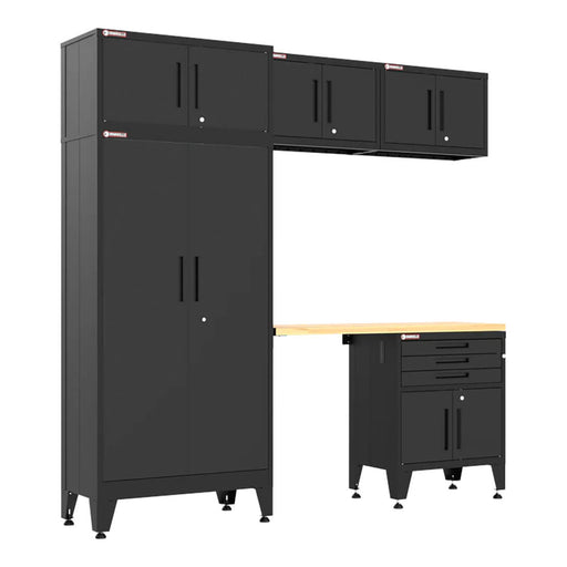 Armadillo Tough Black 6-Piece Garage Cabinet Set with Levelers-AR6PC129B