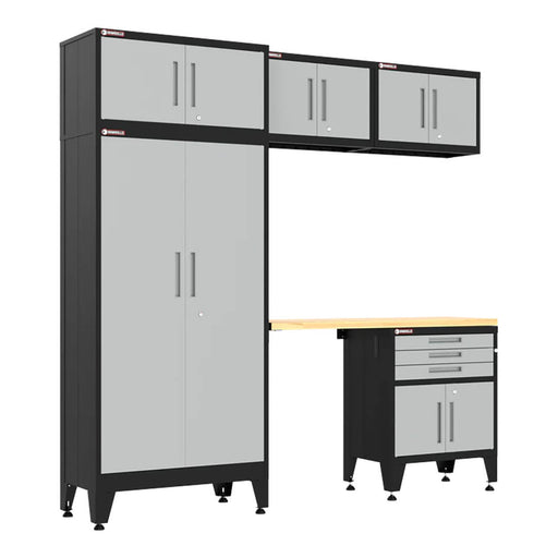 Armadillo Tough Grey 6-Piece Garage Cabinet Set with Levelers-AR6PC129G