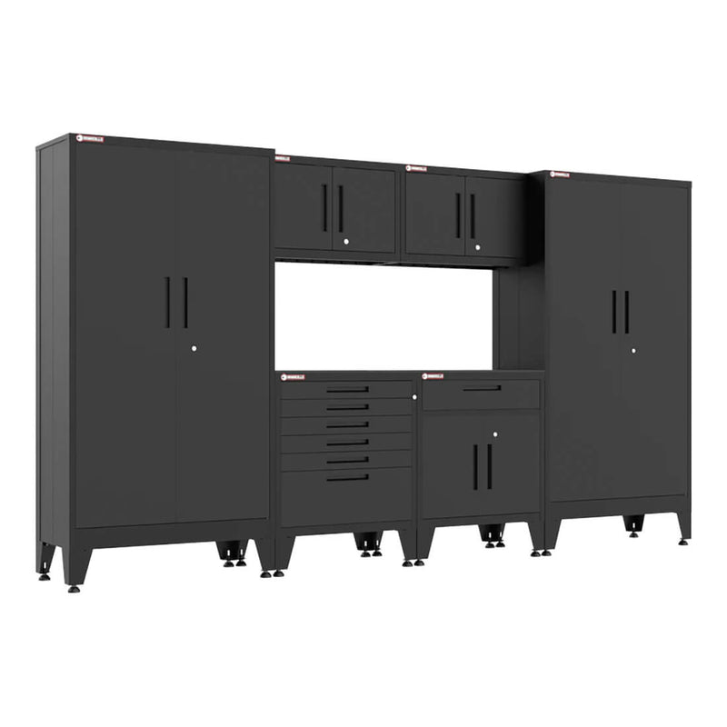 Armadillo Tough Black 6-Piece Garage Cabinet Set with Levelers-AR6PC135B