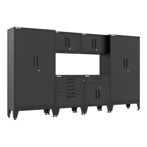 Armadillo Tough Black 6-Piece Garage Cabinet Set with Levelers-AR6PC135B