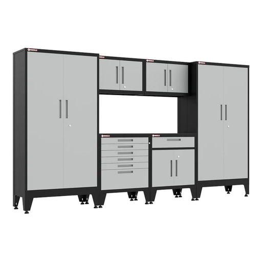 Armadillo Tough Grey 6-Piece Garage Cabinet Set with Levelers and Casters-AR6PC135G