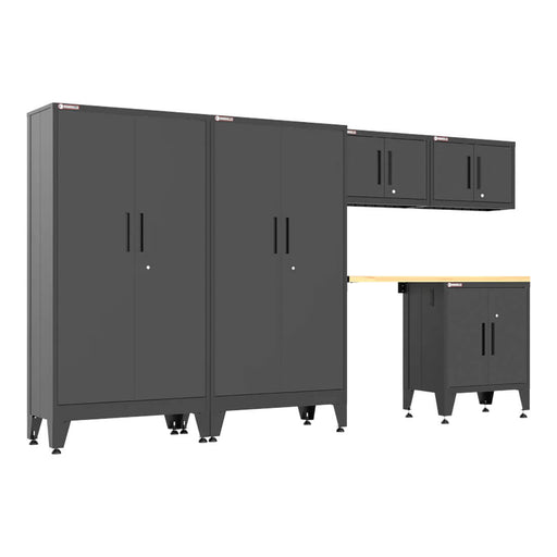 Armadillo Tough Black 6-Piece Garage Cabinet Set with Levelers-AR6PC142B