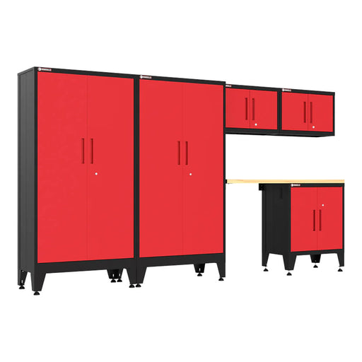 Armadillo Tough Red 6-Piece Garage Cabinet Set with Levelers-AR6PC142R
