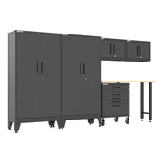 Armadillo Tough Black 6-Piece Garage Cabinet Set with Levelers and Casters-AR6PC143B