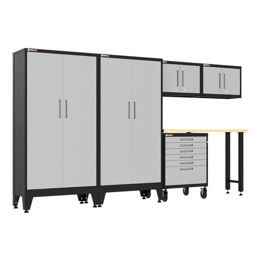 Armadillo Tough Grey 6-Piece Garage Cabinet Set with Levelers and Casters-AR6PC143G