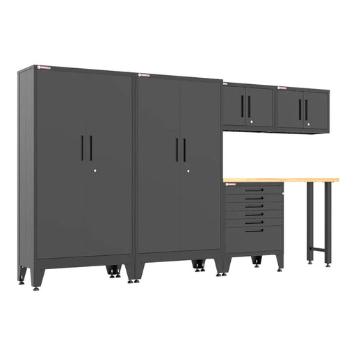 Armadillo Tough Black 6-Piece Garage Cabinet Set with Levelers-AR6PC144B