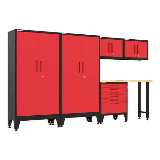 Armadillo Tough Red 6-Piece Garage Cabinet Set with Levelers-AR6PC144R