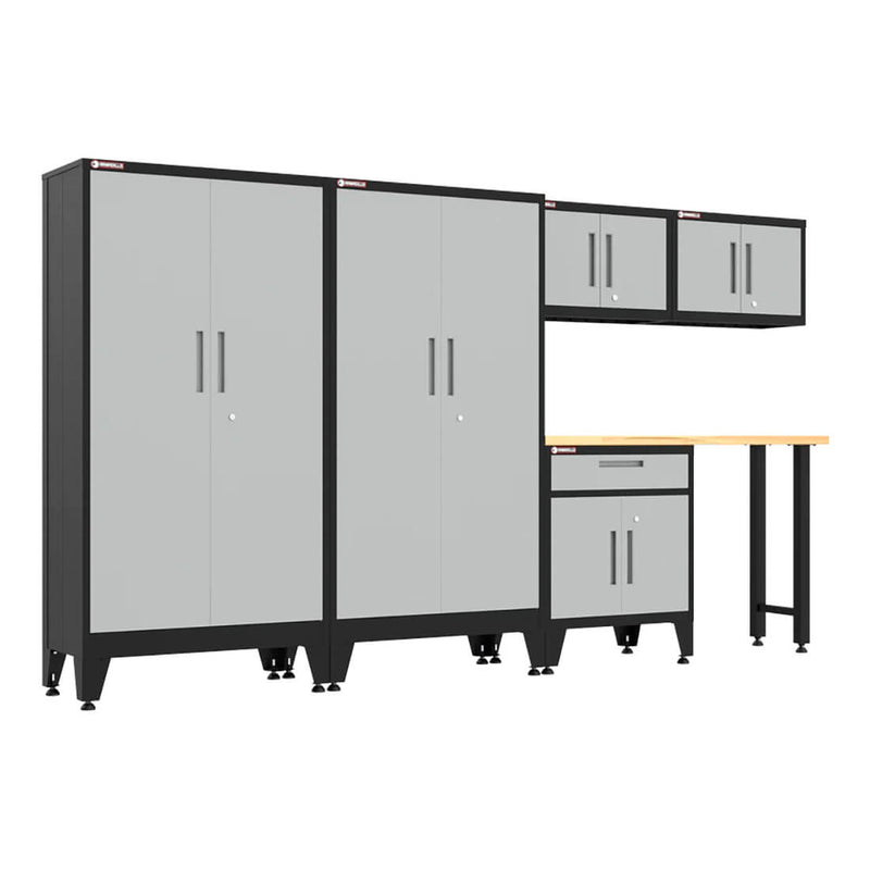 Armadillo Tough Grey 6-Piece Garage Cabinet Set with Levelers-AR6PC145G