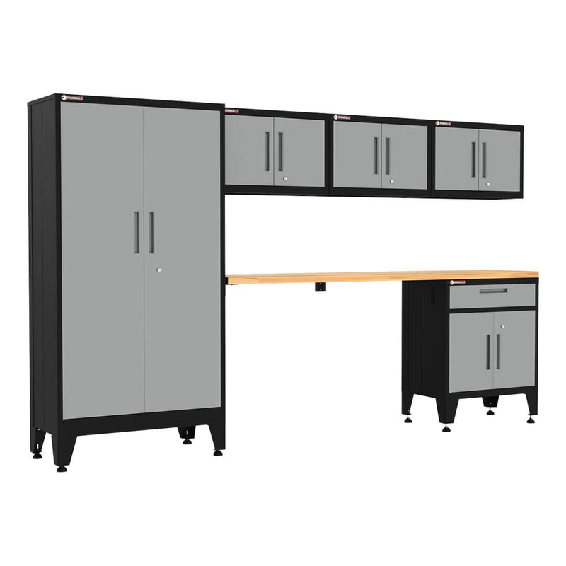 Armadillo Tough Grey 6-Piece Garage Cabinet Configuration with Levelers