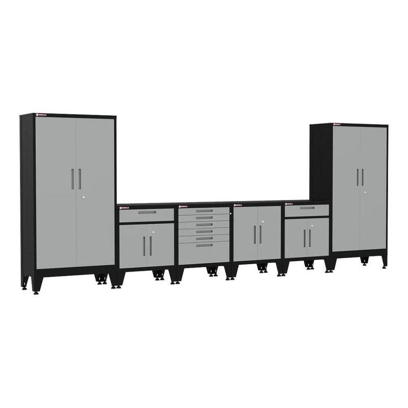 Armadillo Tough Grey 6-Piece Garage Cabinet System with Levelers