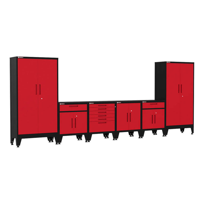 Armadillo Tough Red 6-Piece Garage Cabinet System with Levelers