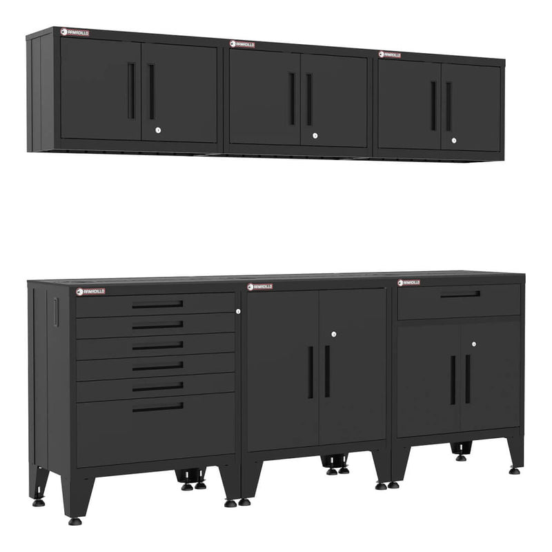Armadillo Tough Black 6-Piece Garage Cabinet Storage Solution with Levelers