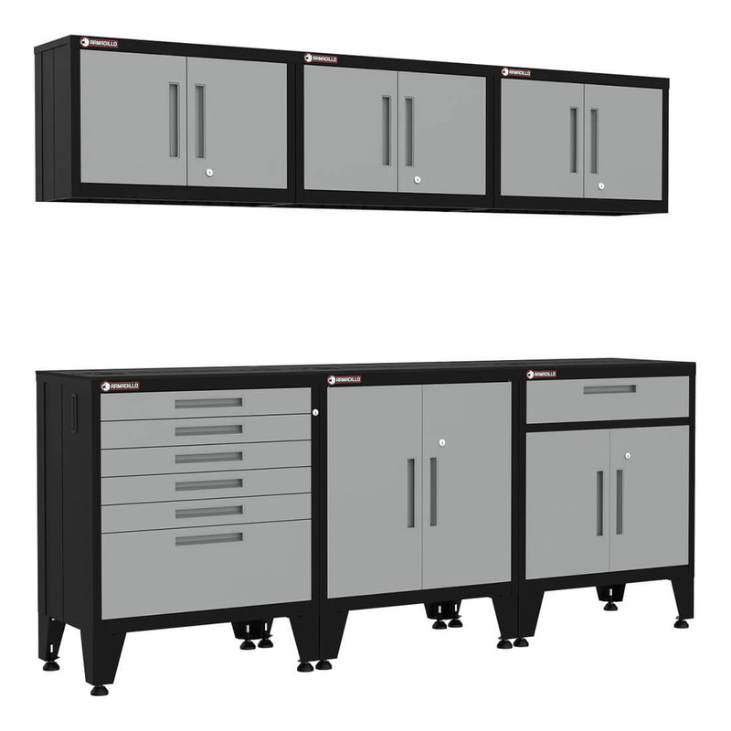 Armadillo Tough Grey 6-Piece Garage Cabinet Storage Solution with Levelers