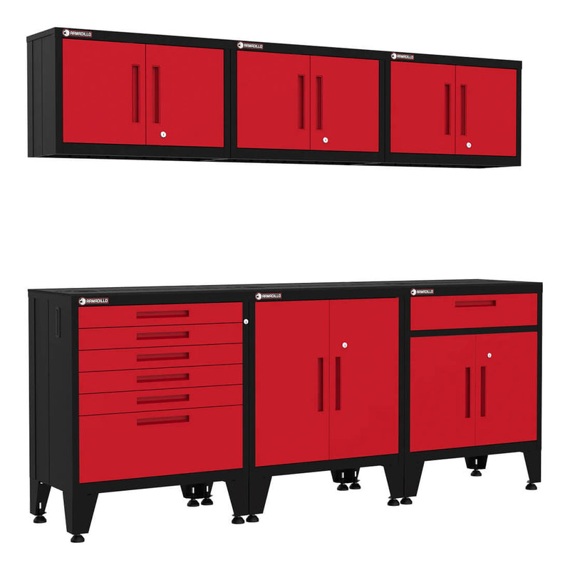 Armadillo Tough Red 6-Piece Garage Cabinet Storage Solution with Levelers