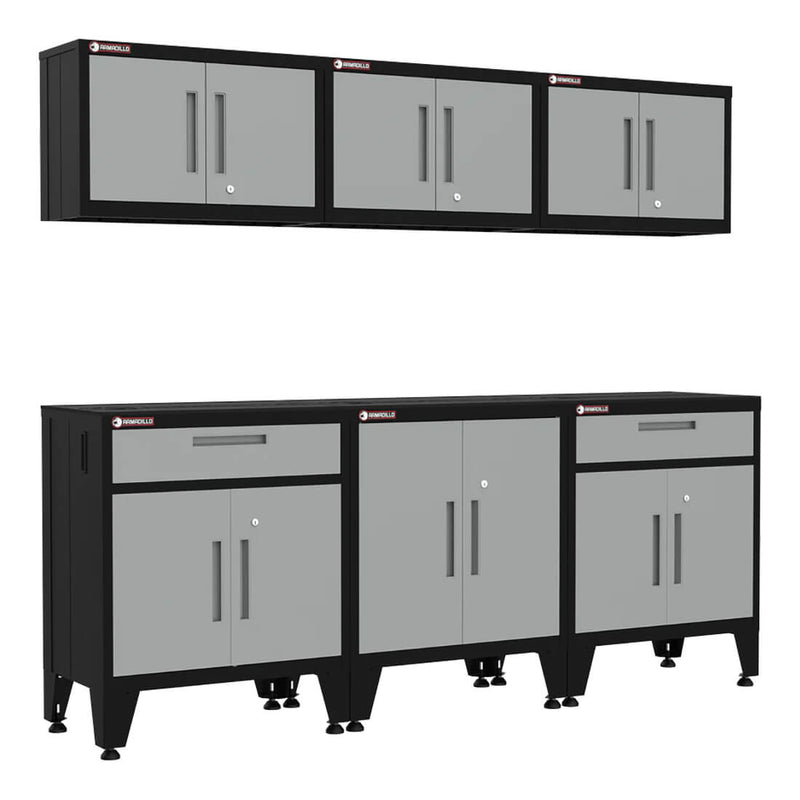 Armadillo Tough Grey 6-Piece Garage Cabinet Storage System with Levelers