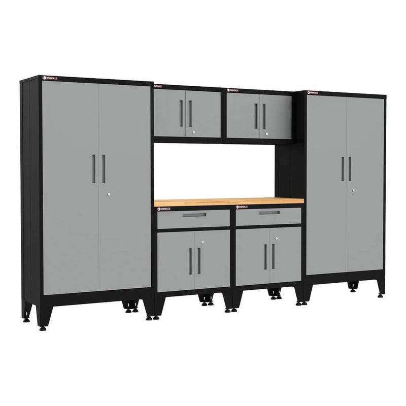 Armadillo Tough Grey 7-Piece Garage Cabinet Storage System with Levelers