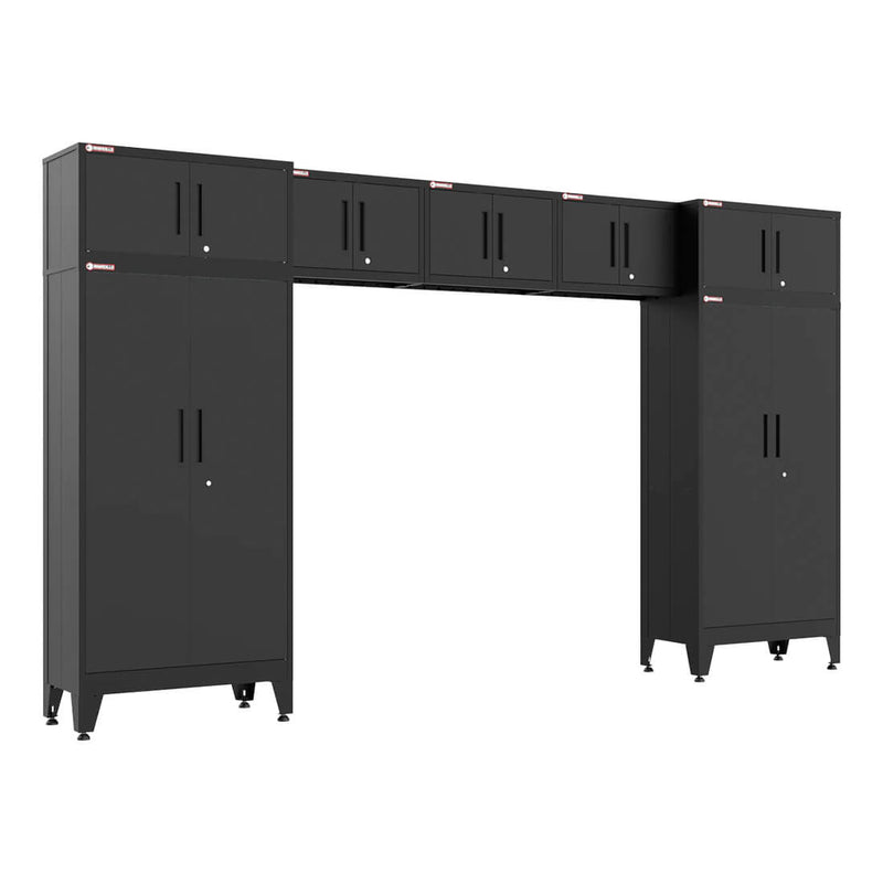 Armadillo Tough Black 7-Piece Garage Cabinet Set with Levelers-AR7PC110B