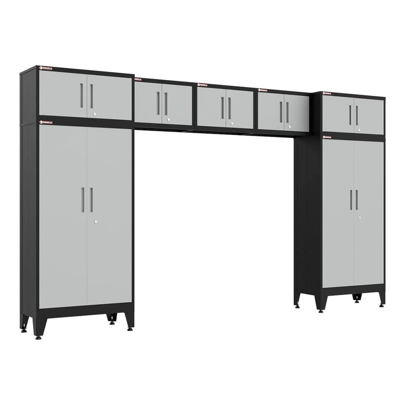 Armadillo Tough Grey 7-Piece Garage Cabinet Set with Levelers-AR7PC110G